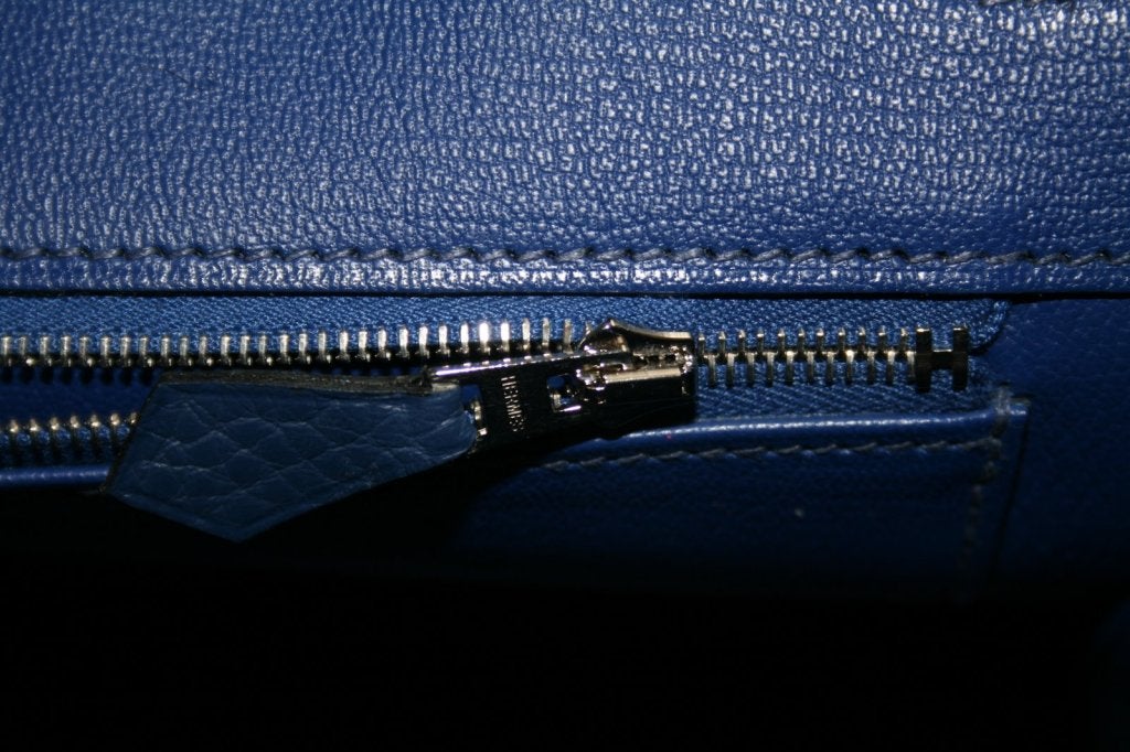 Hermes Birkin Bag, Blue Sapphire, 30cm, Clemence with gold