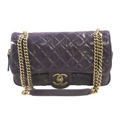 Chanel Aubergine Leather Shiva Flap Bag