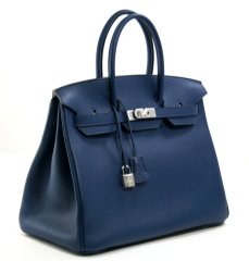 Hermès Blue Sapphire Clemence  35cm Birkin PHW