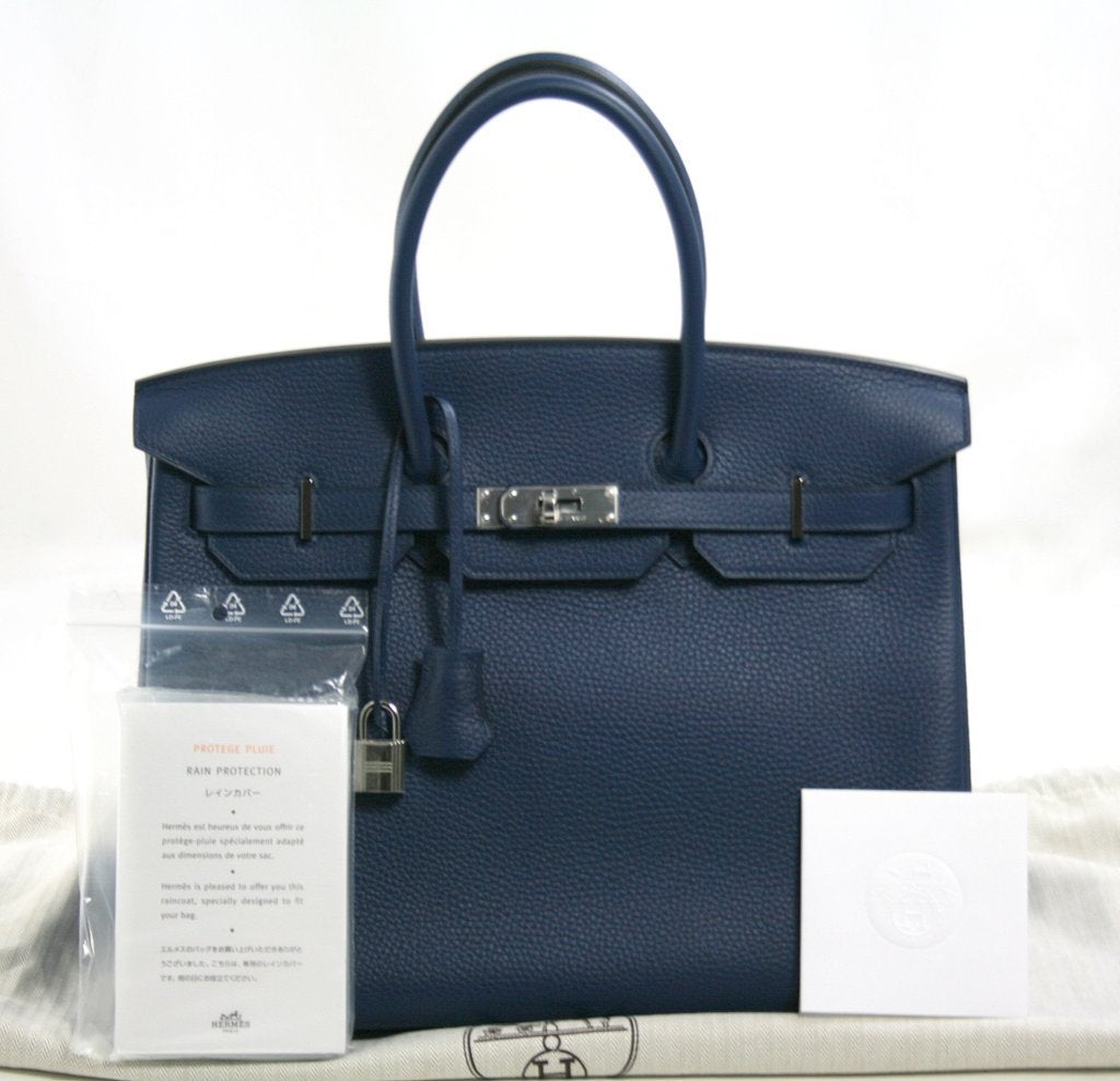 Hermès Blue Sapphire Clemence  35cm Birkin PHW 3