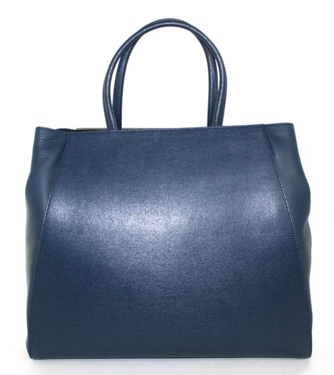 Women's Fendi Blue Leather 2jours Large Shopper For Sale