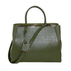 Fendi Olive Green Leather 2jours Elite Shopper