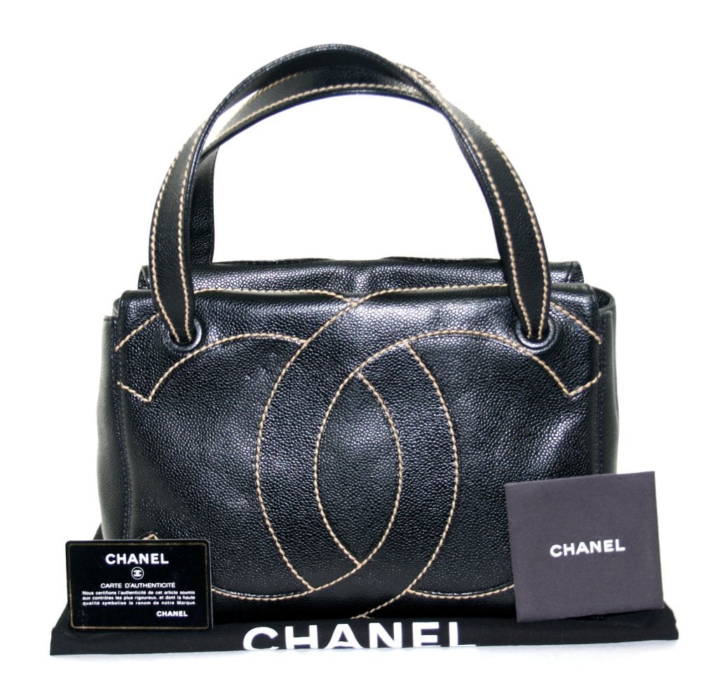 Chanel Black Caviar Leather Shopper at 1stdibs