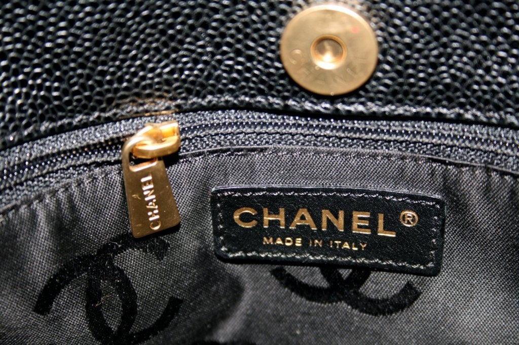 Chanel Black Caviar Leather Shopper 3