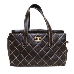 Chanel Brown Leather Topstitched Satchel