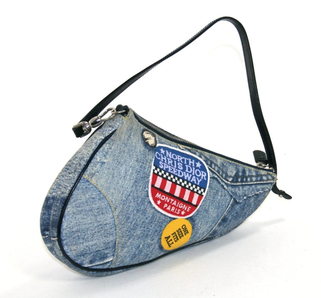 Christian Dior Denim Mini Saddle Bag In Excellent Condition In New York City & Hamptons, NY