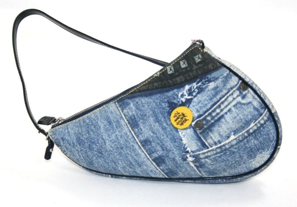 Women's Christian Dior Denim Mini Saddle Bag