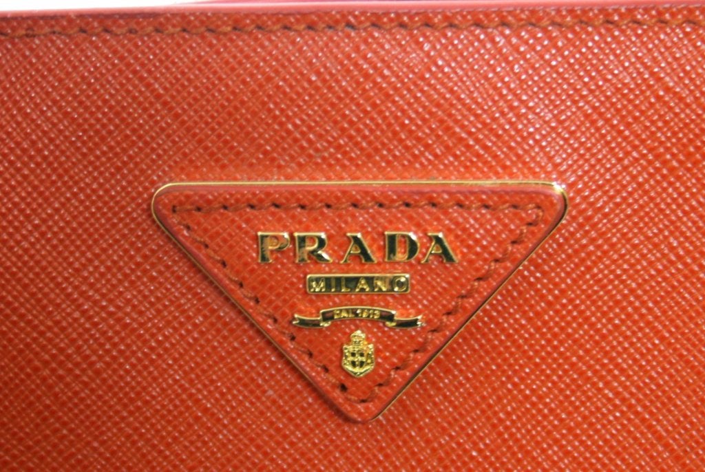 Women's Prada Papaya Saffiano Lux Leather Tote