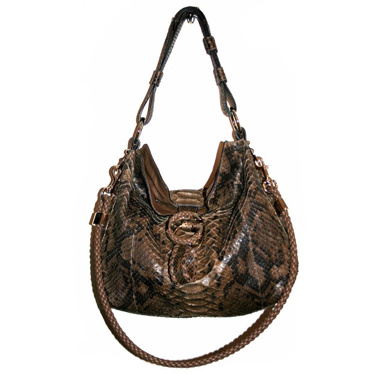 Gucci Brown Python Hobo