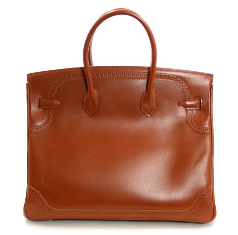 Hermès Ghillies Fauve Tadelakt 35 Cm Birkin Bag In New Condition In New York City & Hamptons, NY
