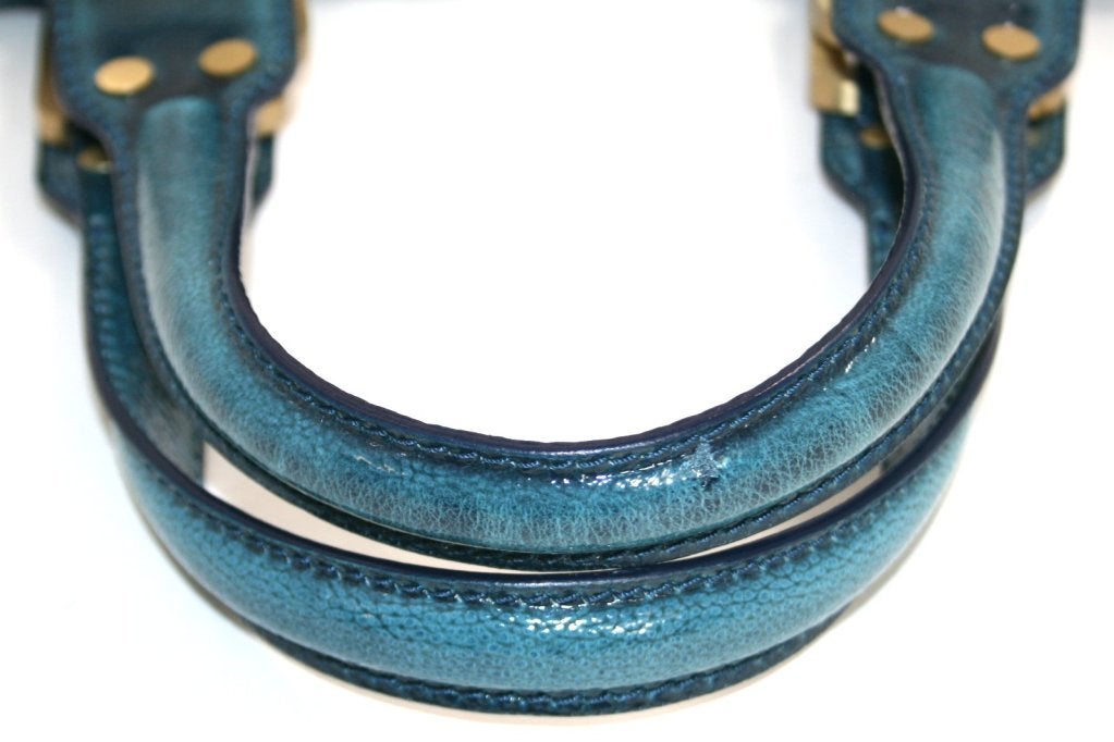 Jimmy Choo Dark Blue Patent Leather Mona Tote 1