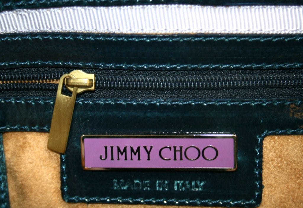 Jimmy Choo Dark Blue Patent Leather Mona Tote 4