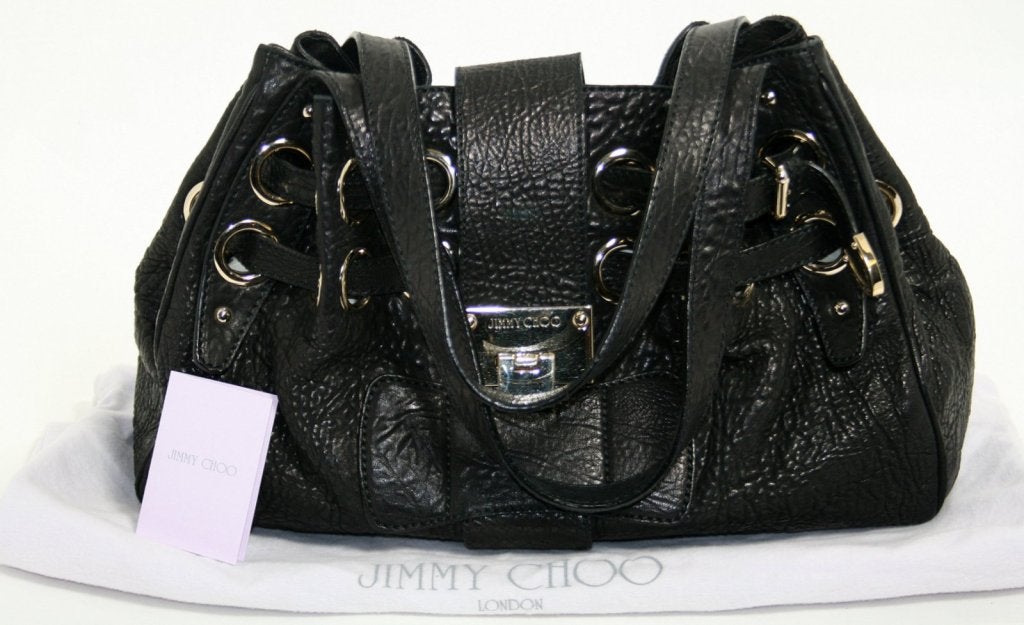 Jimmy Choo Black Textured Leather Riki Bag 6