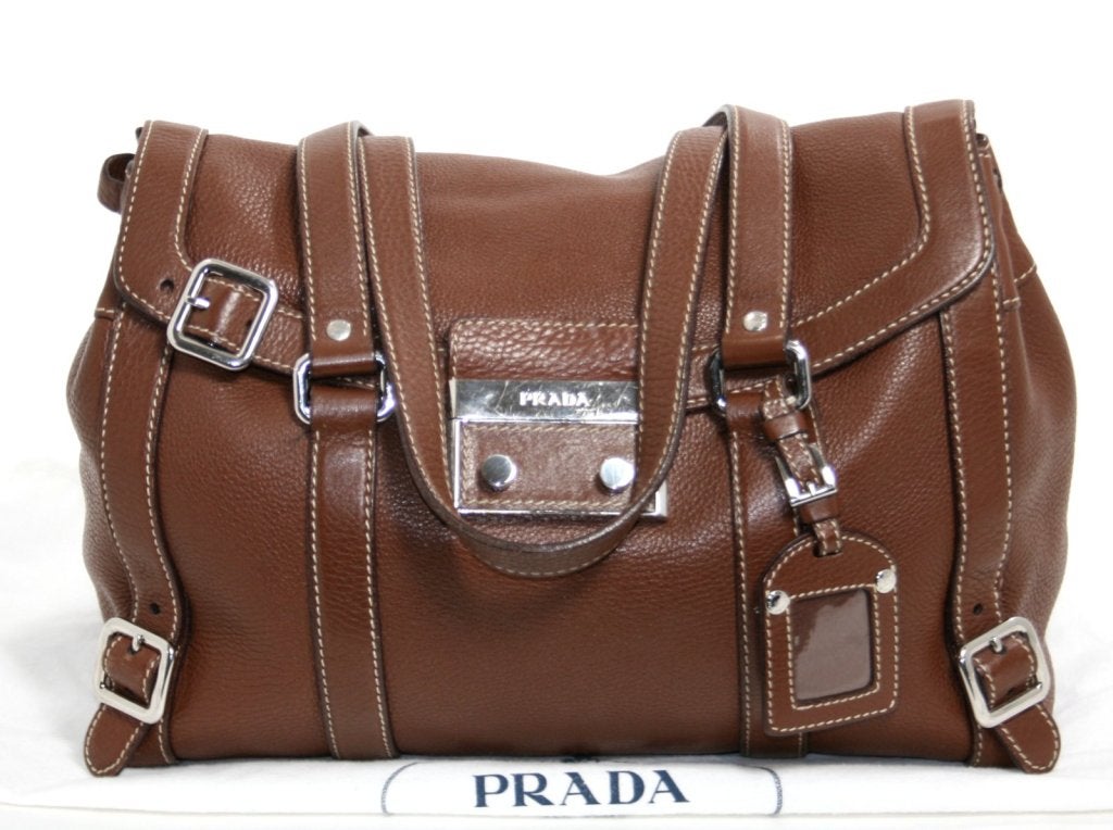 Prada Brown Leather Tote For Sale 6