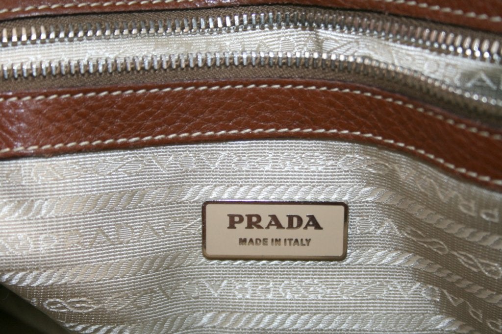 Prada Brown Leather Tote For Sale 4
