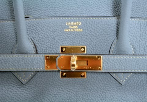 Authentic Hermès Bleu Lin Togo Leather 35 Cm Birkin Bag 1