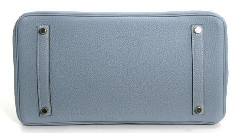 Authentic Hermès Bleu Lin Togo Leather 35 Cm Birkin Bag 4