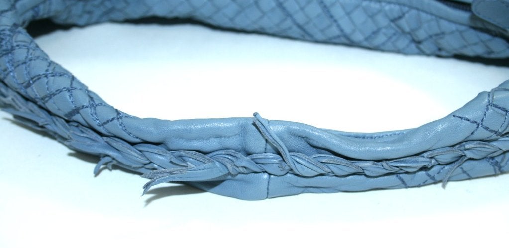Women's Bottega Veneta Krim Blue Leather Fringed Veneta Bag