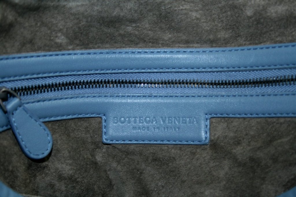 Bottega Veneta Krim Blue Leather Fringed Veneta Bag 4