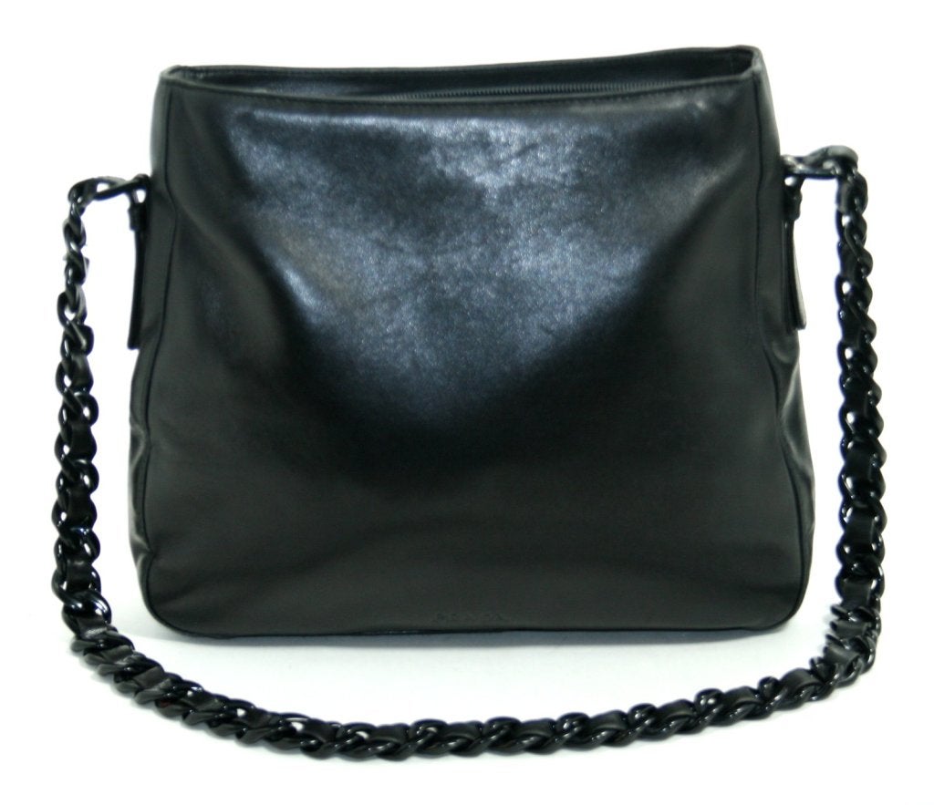 Women's Prada Black Leather Resin Chain Bag
