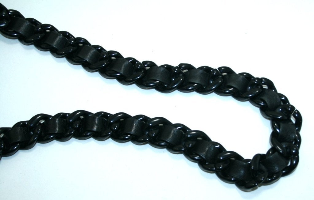Prada Black Leather Resin Chain Bag 2
