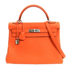 Hermès Orange Togo Leather 32 Cm Kelly Bag