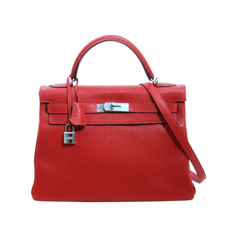 Hermès Rouge Casaque Clemence 32 Cm Kelly Bag