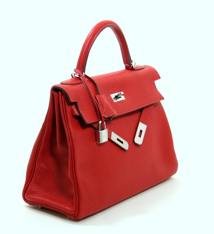 Women's Hermès Rouge Casaque Clemence 32 Cm Kelly Bag