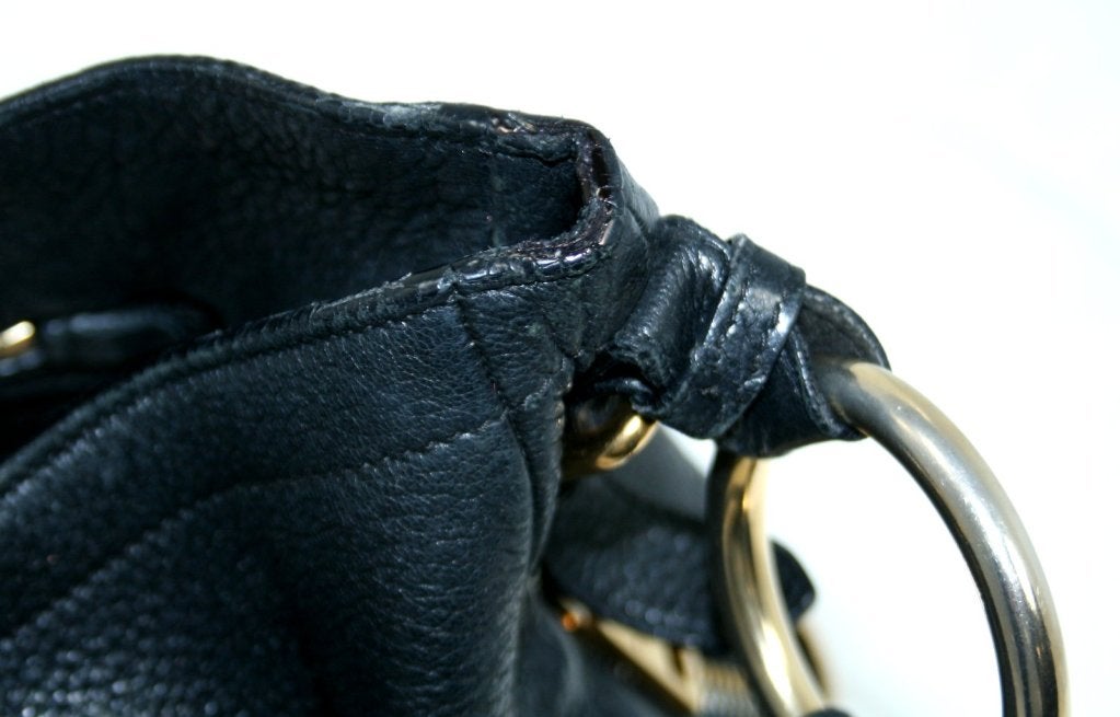 Prada Black Leather Zip Around Hobo. 3