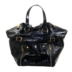 YSL Black Patent Leather Large Downtown Bag