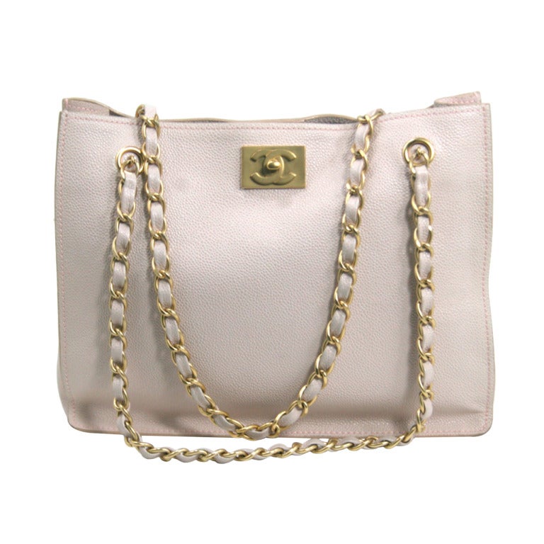Chanel Vintage Cream Caviar Leather Tote