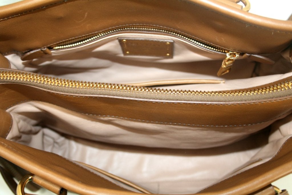 Prada Toffee Leather Convertible Tote 5