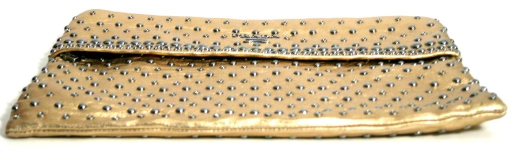 Prada Gold Leather Studded Clutch 5