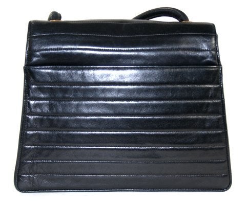 Chanel Black Lambskin Kelly Style Shoulder Bag In Excellent Condition In New York City & Hamptons, NY