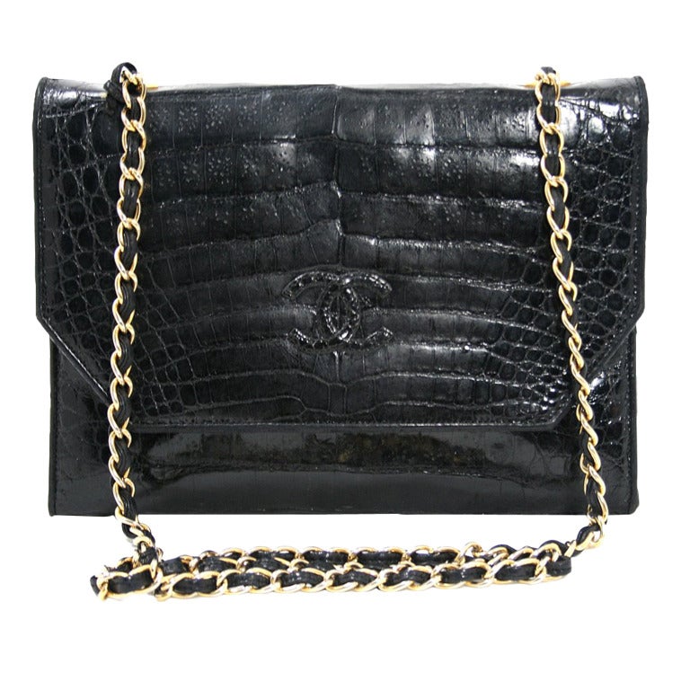 Chanel Vintage Black Crocodile Bag at 1stDibs