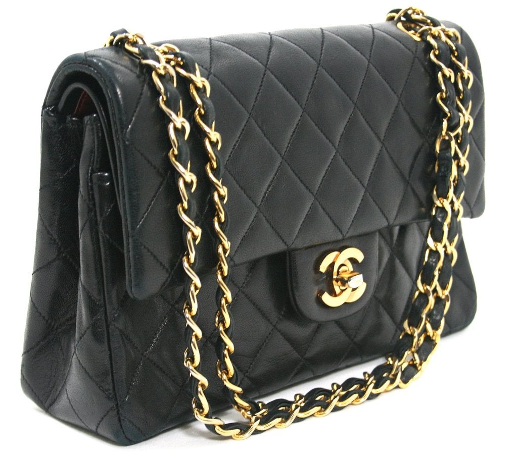 Chanel Black Leather Small Double Flap Classic at 1stdibs