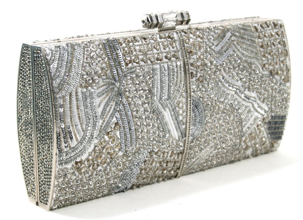 Judith Leiber Silver Crystal Clutch In Excellent Condition In New York City & Hamptons, NY