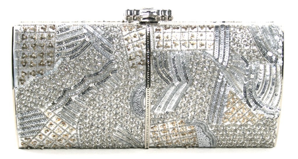 Women's Judith Leiber Silver Crystal Clutch