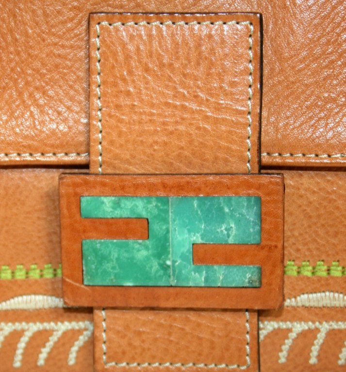 Women's Fendi Vachetta Leather Aztec Baguette Bag