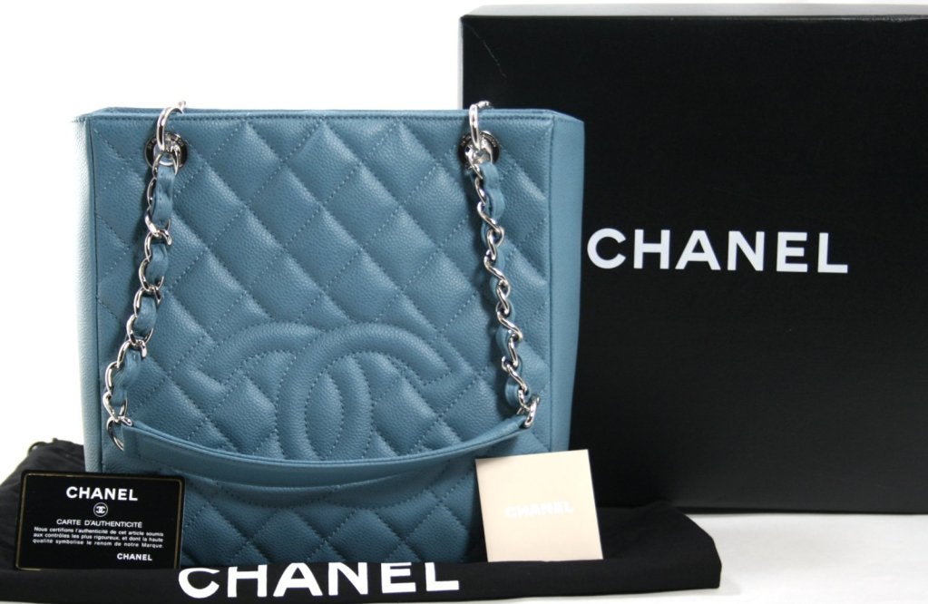 Chanel Blue Caviar Petite Shopping Tote 6
