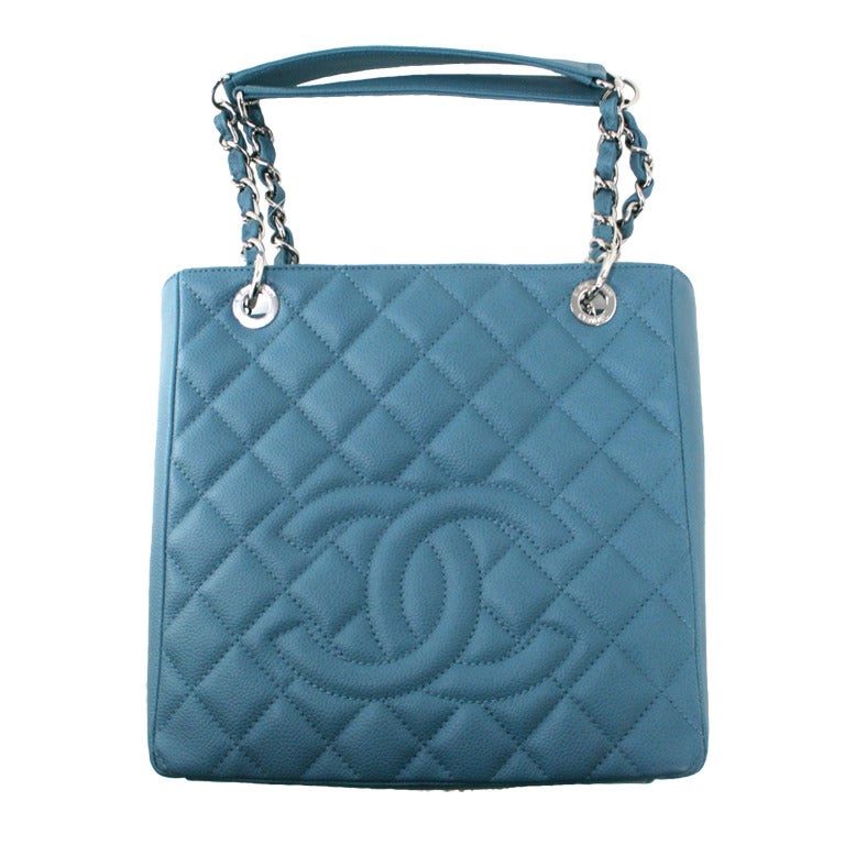 Chanel Blue Caviar Petite Shopping Tote at 1stDibs