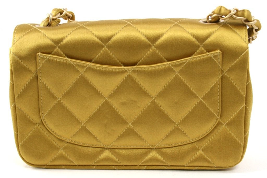 Chanel Mustard Satin Mini Classic Flap In New Condition In New York City & Hamptons, NY