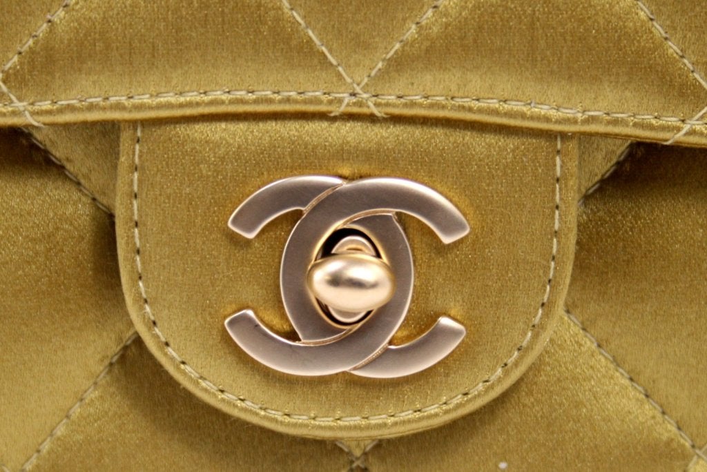 Women's Chanel Mustard Satin Mini Classic Flap