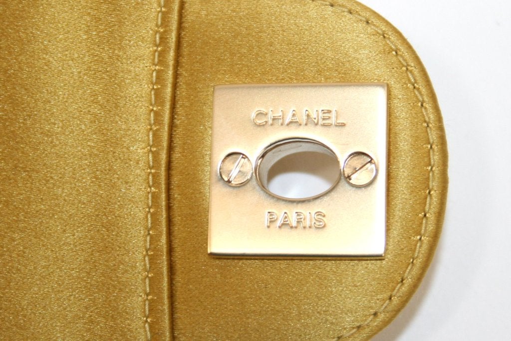Chanel Mustard Satin Mini Classic Flap 2
