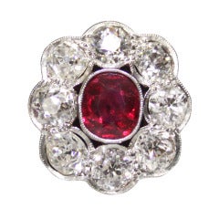 Rubellite Old Mine Cut Diamond Ring 8