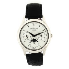 Retro Patek Philippe White Gold Perpetual Calendar Wristwatch Ref 3940G