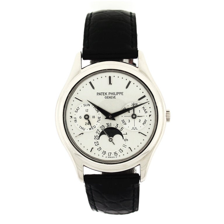 Patek Philippe White Gold Perpetual Calendar Wristwatch Ref 3940G