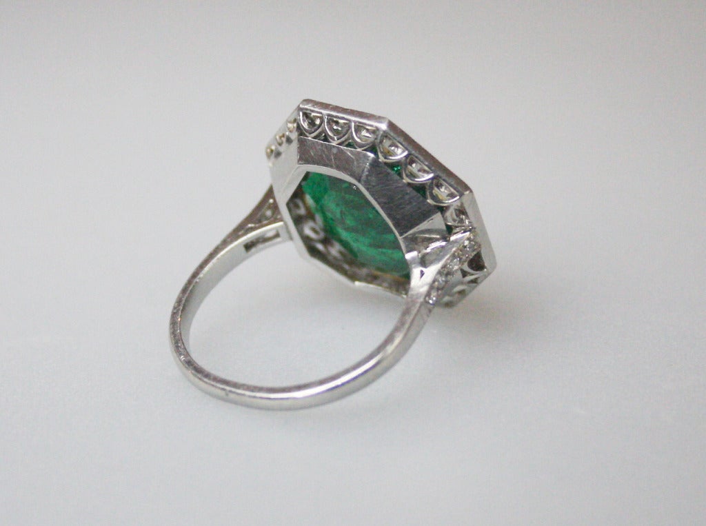 1950s Emerald Diamond Gold Platinum Ring 1