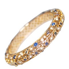 Sapphire, Pearl and Gold Bangle
