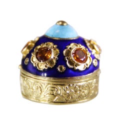 Vintage Enamel and Topaz Gold Pill Box